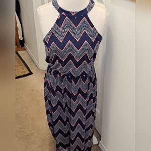 Three Pink Hearts Halter Maxi Dress  Size M